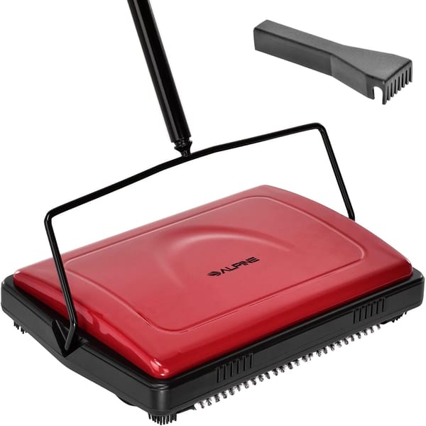 Alpine Floor & Carpet Sweeper Triple Brush – Non Electric Multi-Surface Cleaner